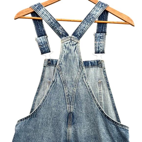 Lucky Brand 90s Distressed Carpenter Denim Blue Jean Overall Shortalls Women XS - Picture 5 of 8